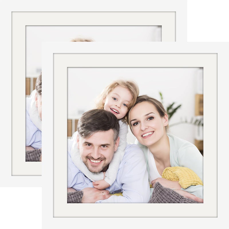 WUTL Picture Frames 10x10 2 Pack Made of Solid Wood White for Wall Mounting and Tabletop Display - Image 1